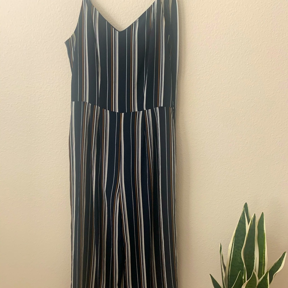 Dark Blue Striped Jumpsuit